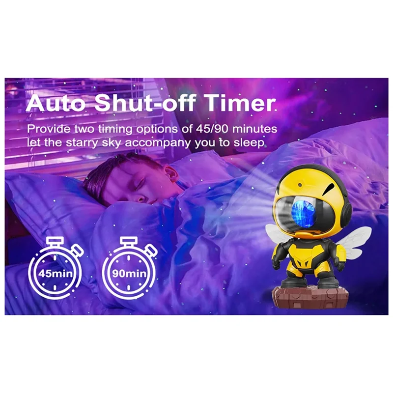 

BHBD-LED Galaxy Projector Starry Night Light With Remote Timer Bee Astronaut Nebula Lamp For Kids Room Decor