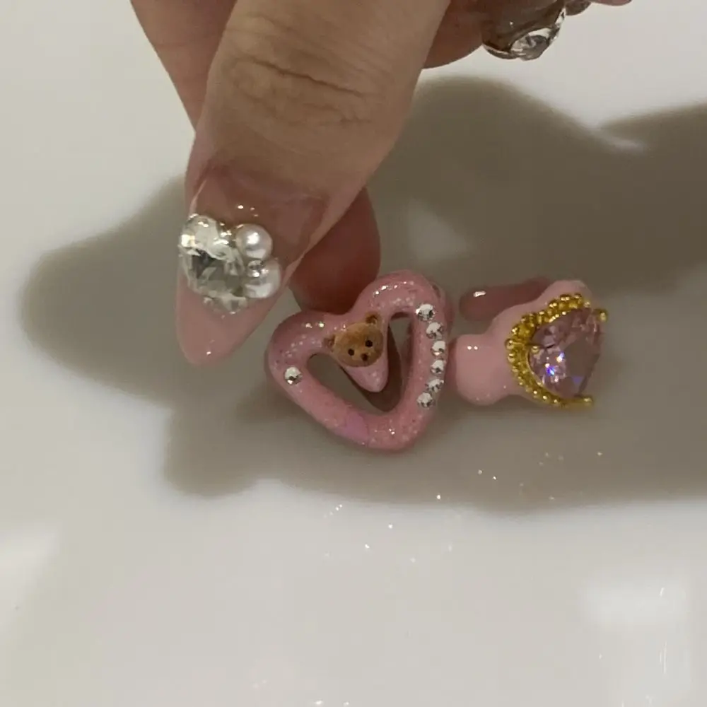 Open Ring Cartoon Bear Ring Dripping Oil Korean Style Painting Ring Geometric Minority Design Irregular Enamel Ring Women