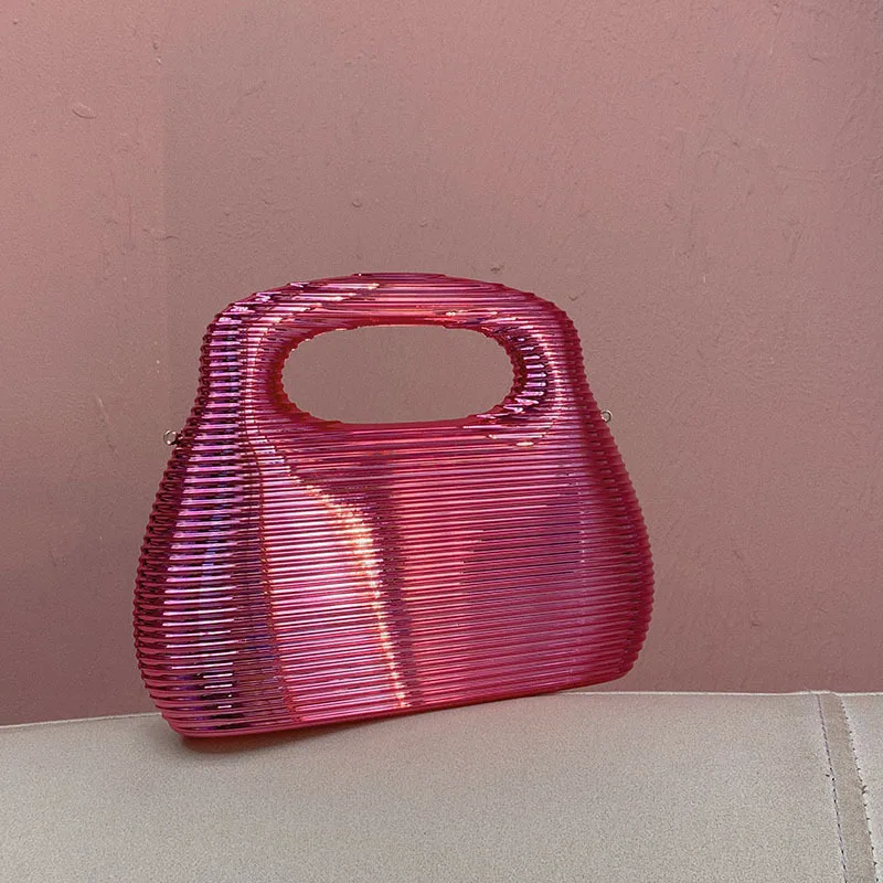

Fashion Wave Striped Square Bag Women's Handbag Gradient Color Acrylic Evening Bag Wedding Party Clutch Purse Shoulder Bag