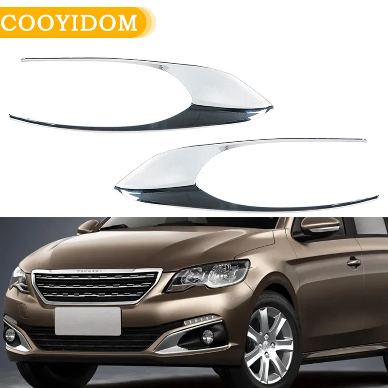 

2PCS Car ABS Mirror Chrome Trim For Peugeot 301 2017 Front Fog Light Box Cover Case Stickers Trim Shade Hood Part Accessories