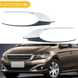 2PCS Car ABS Mirror Chrome trim For Peugeot 301 2017 Front Fog Light Box Cover Case Stickers Trim  shade hood Part Accessories