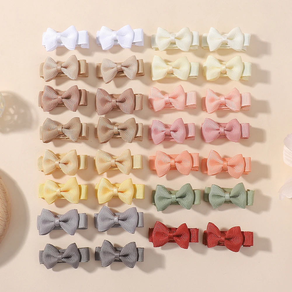 

30pcs/set 1.2'' Ribbon Mini Hair Bows Clips for Baby Girls Cute Handmade Bowknot Hairpins Headwear Toddlers Hair Accessories