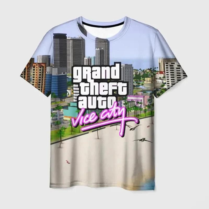 New Game GTA T Shirt Grand Theft Auto Vice City 3D Print Streetwear Men Woman Fashion Oversized T-Shirts Kids Tees Tops Clothing