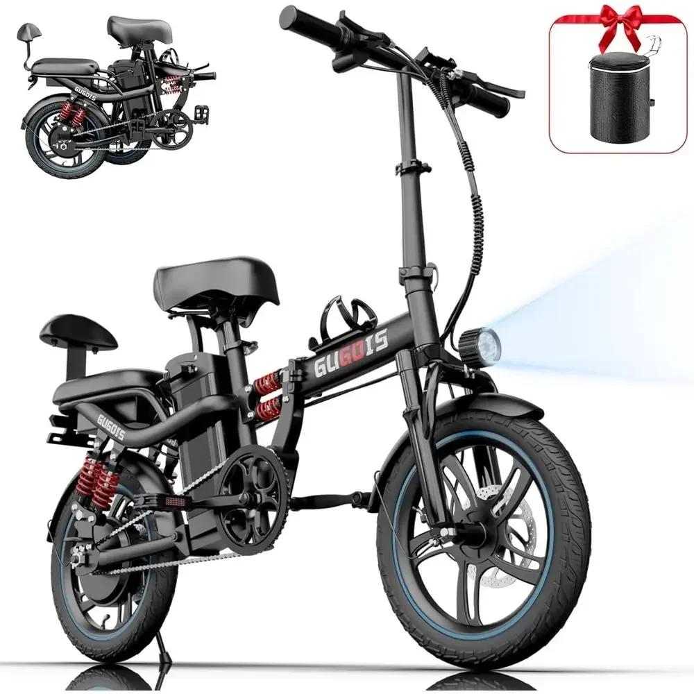 Dual Seat Electric Bike, 750W/1000W Peak, 48V Removable Battery, 28/30MPH, 45/60 Miles Range, 16/20 Tires, All-Terrain Folding E