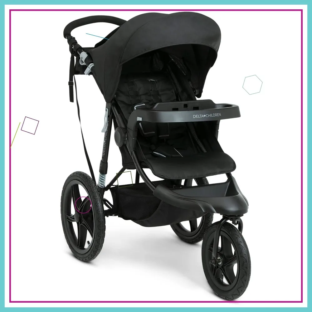 

Амортизирующая прогулочная коляска с большим капюшоном, функцией откидывания и совместимостью с автокреслом, черная