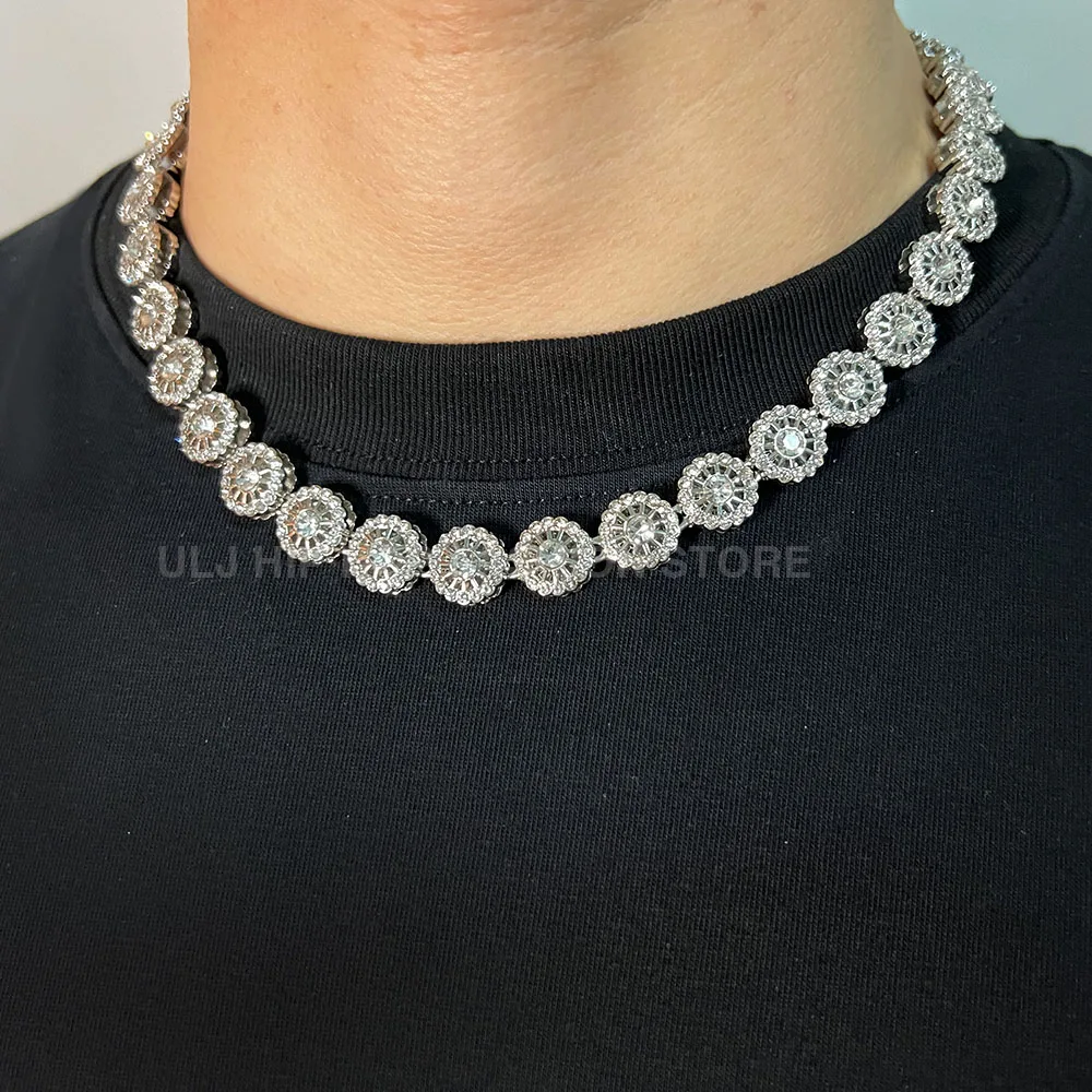 ULJ Hip Hop Iced Out New 10mm Round Bling Rhinestone Cuban Tennis Chain Choker Jewelry Necklace For Men Women