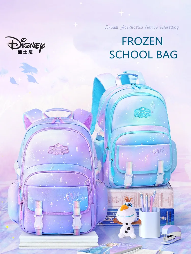 Disney Frozen-Mochila ortopédica de gran capacidad para estudiantes de primaria, morral de ocio de grado 3-6, mochilas de escuela para niñas