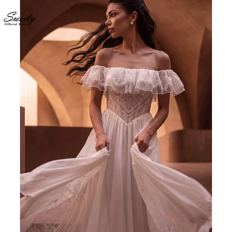 Graceful Wedding Dresses Satin With Pearls A-Line Ball Gown Sleeveless Boat Neck Customized Bride Dress Button Robe MariéE Satin