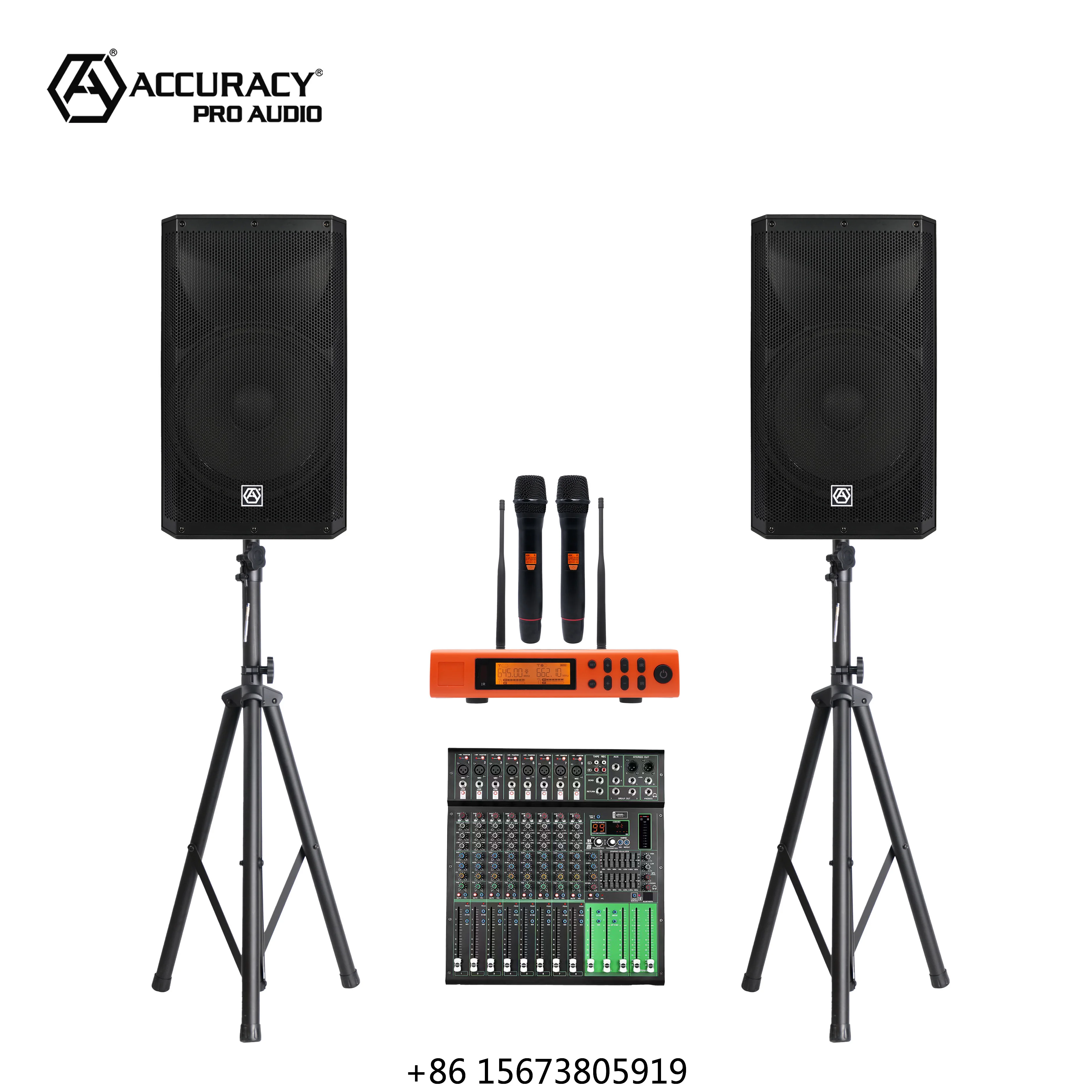 Accuracy Pro Audio CBN15TD3-COMBO PA System Outdoor Professional DJ Set Speakers Audio Mixer Sound System for Events 50 People