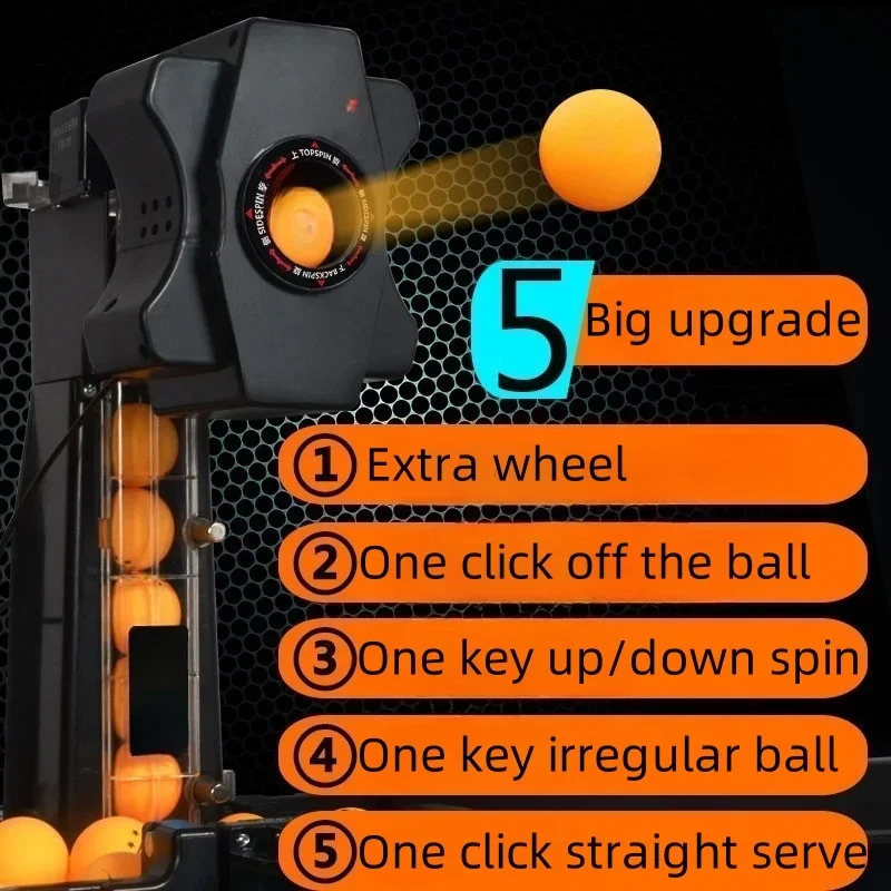 آلة خدمة أوتوماتيكية لتنس الطاولة برأس مزدوج آلة كرة تنس الطاولة سهلة التجميع متعددة الوظائف متعددة الدوران #5