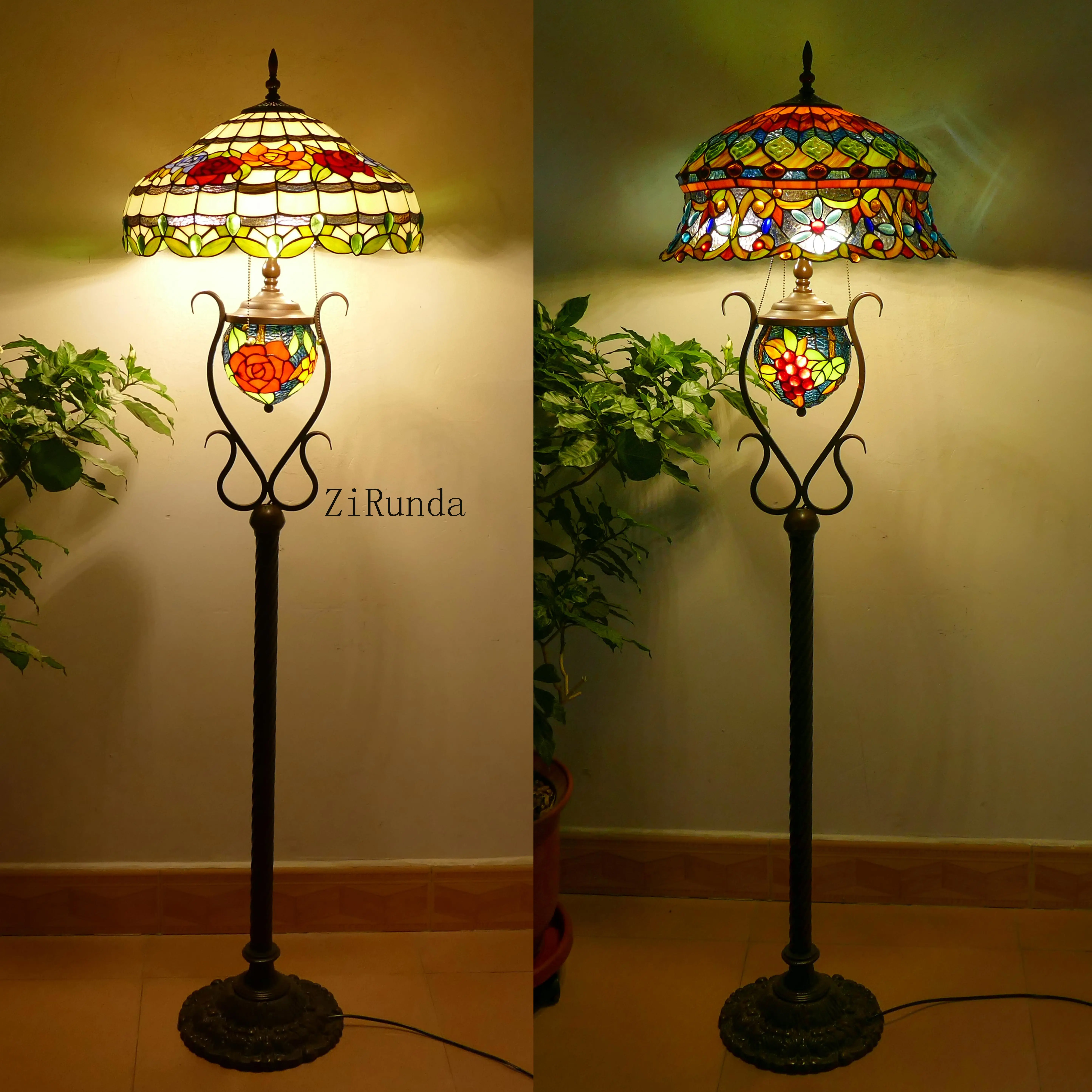 18.11 inch wide stained glass living room bedroom study hotel decorative lighting floor lamp