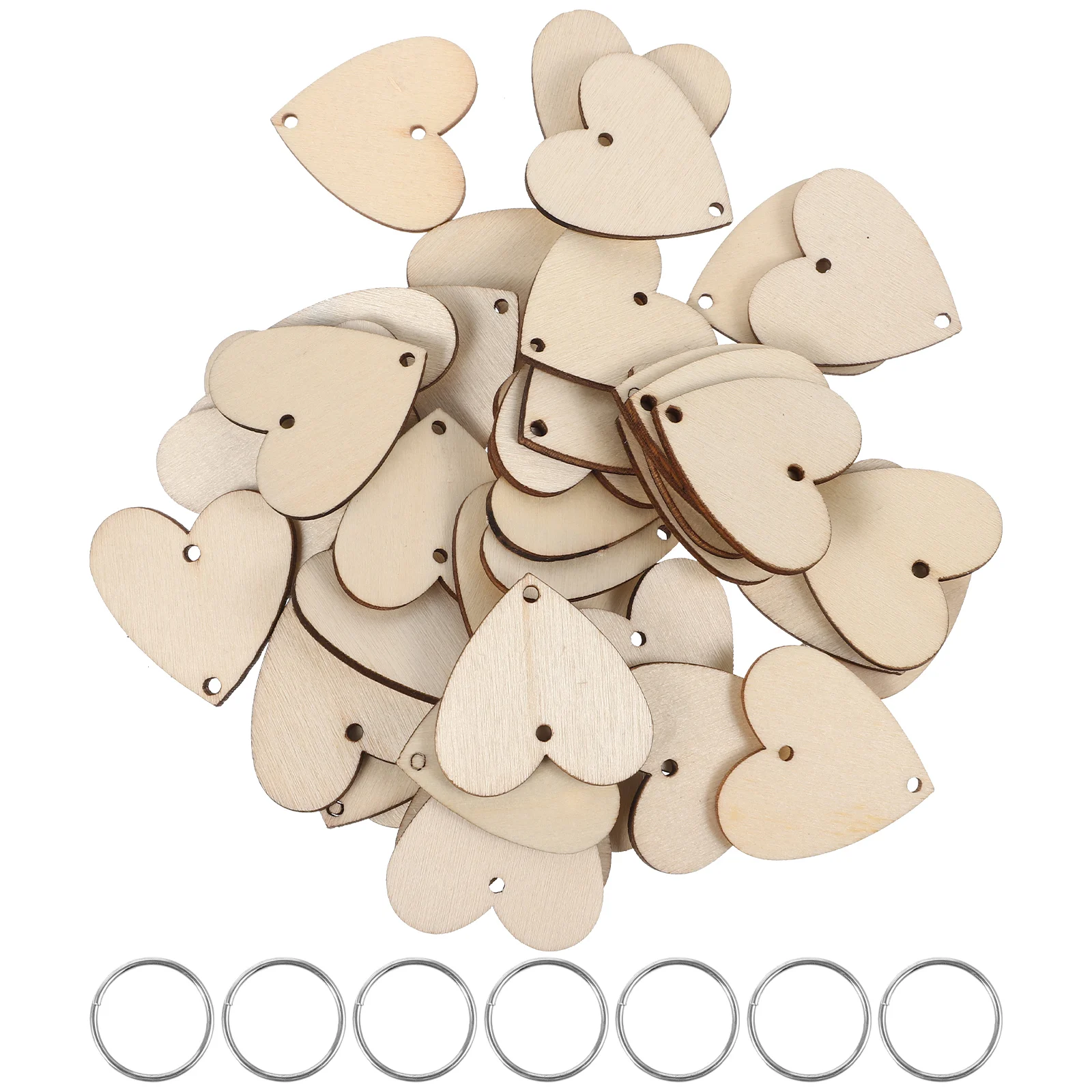 

50 Pcs Heart Shaped Wooden Slices Iron Loops DIY Hanging Calendar Wall Decor Birthday Reminder Creative Family Board Home Party