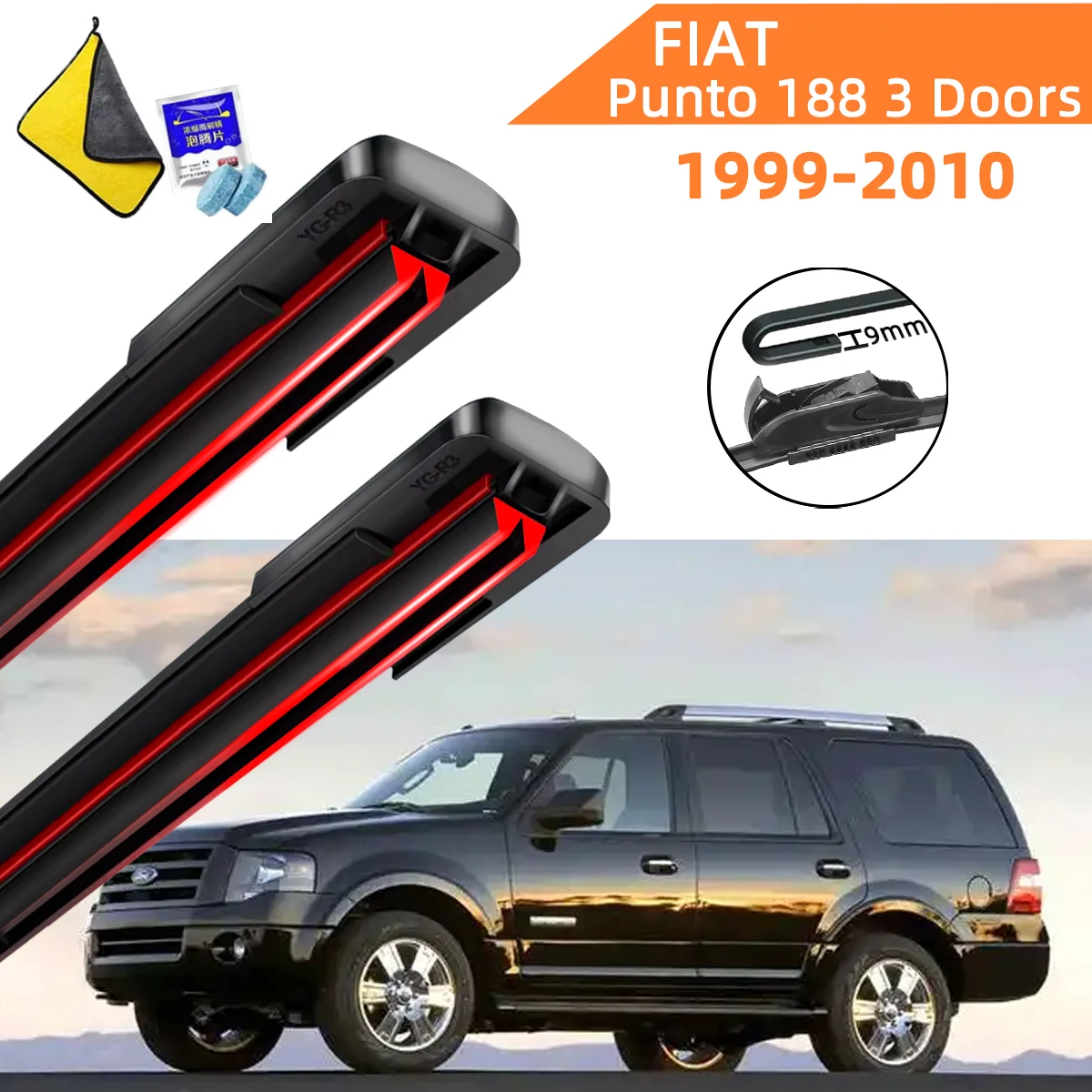

Double Rubber Car Wipers for FIAT Punto 188 3 Doors Front Blade Brushes Cutter Automobiles Accessorie Wiper Windscreen Wiper