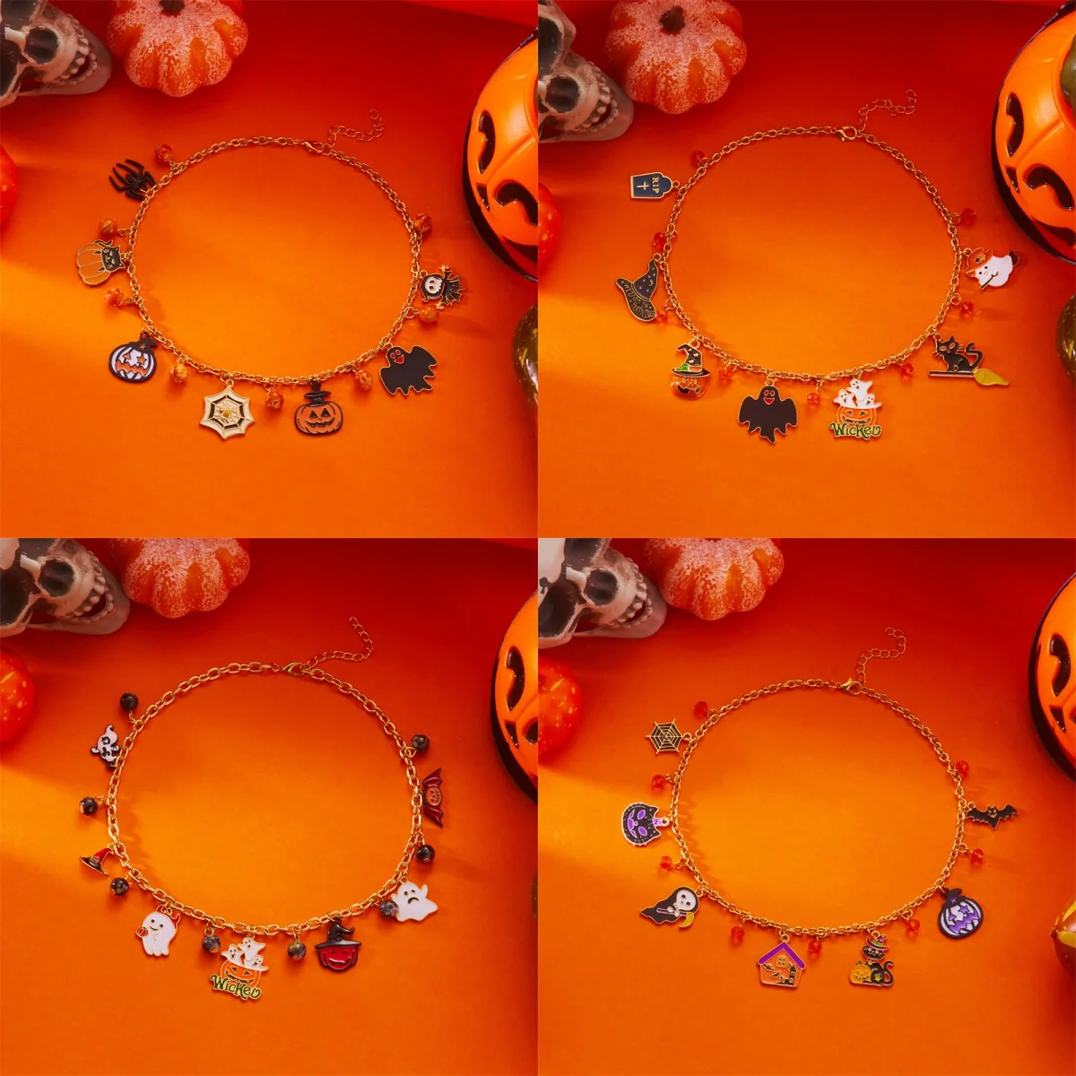 جديد الإبداعية هالوين سحر المختنق القلائد للنساء مضحك الكرتون شبح اليقطين العنكبوت قلادة قلادة هدايا مجوهرات الحفلات