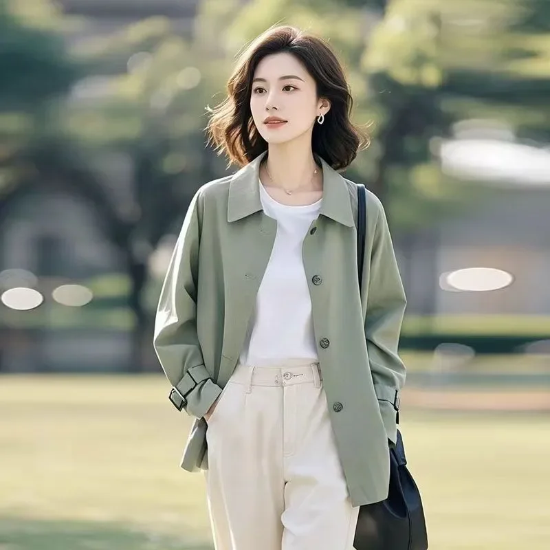 

Модная весенне-осенняя универсальная и уникальная корейская светло-зеленая ветровка, тонкая куртка