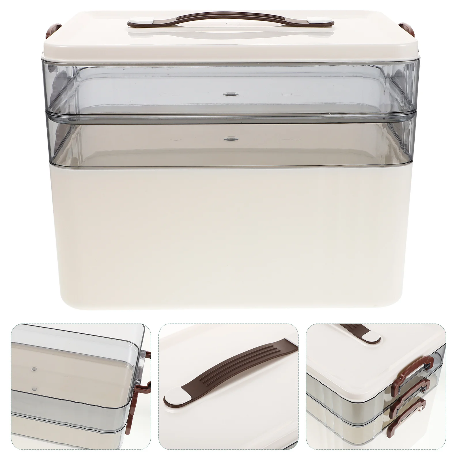 

Lockable Multi-Layer Medicine Storage Box Large Capacity Organizer Clear Compartments Handle Household Medical Supply Home Use