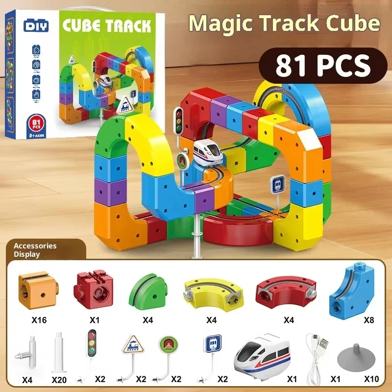 100+ PCS Electric Track Building Set, STEM DIY Railway Construction Toy, Creative Birthday Gift for Boys Kids ﻿ view 5