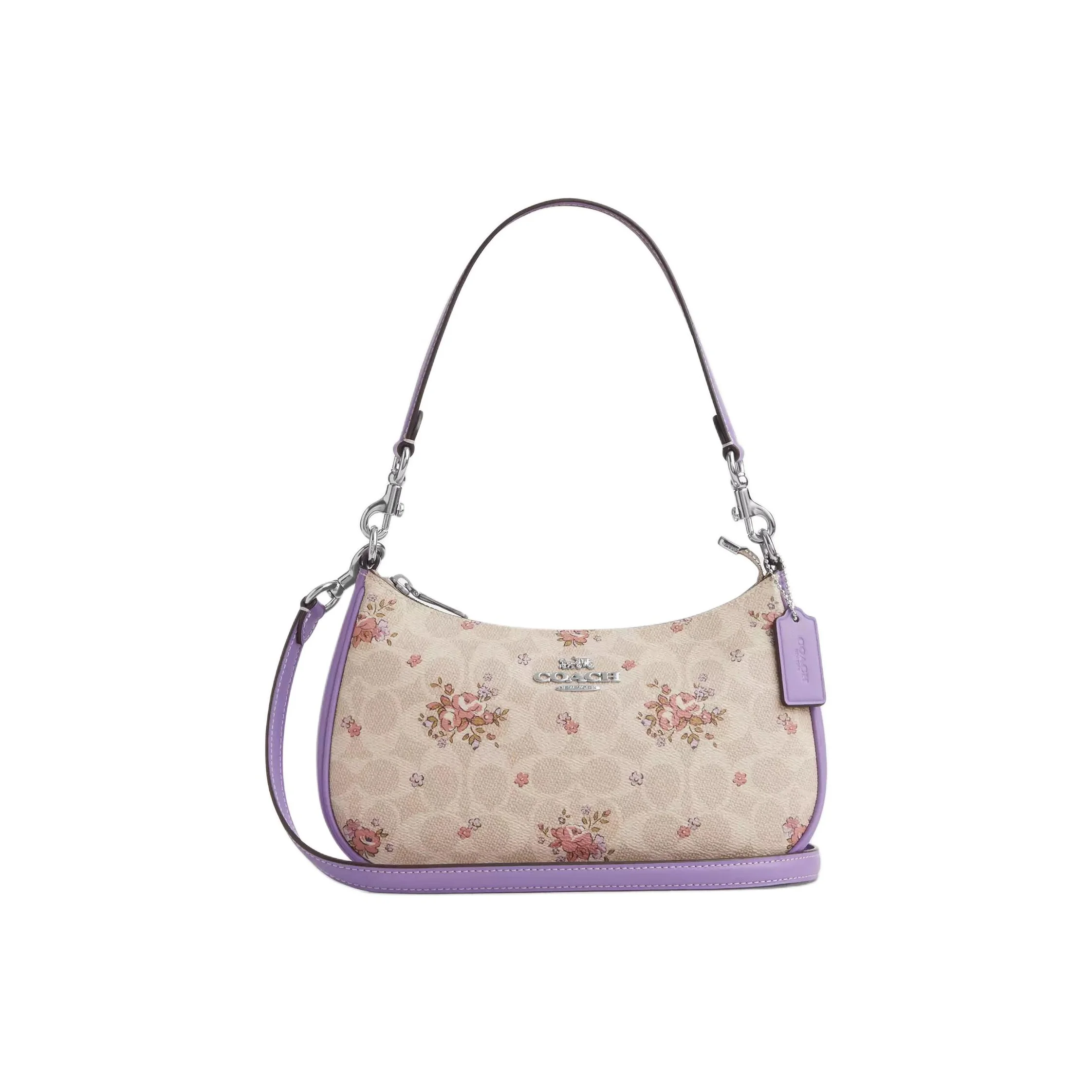 حقيبة يد كوتش تيري قماشية مطلية بكتف واحد متوسطة الحجم للنساء متعددة الألوان CAL37-SVSAS