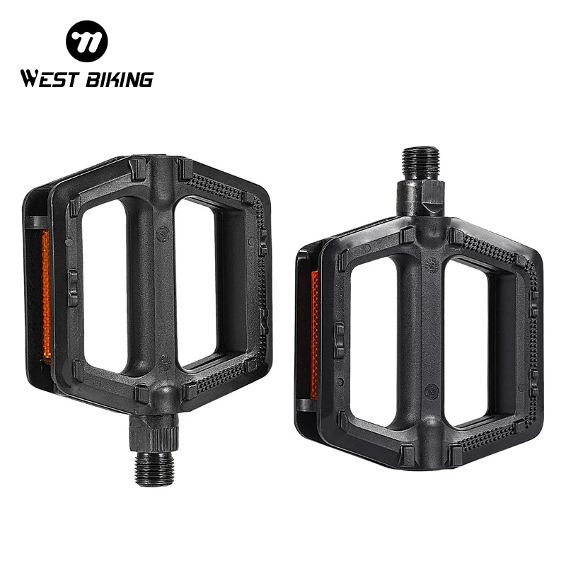 WEST BIKING Lightweight Bicycle Double DU Bearing Pedals Double-sided Anti-Slip MTB Road Bike Plastic Pedals Bike Accessories