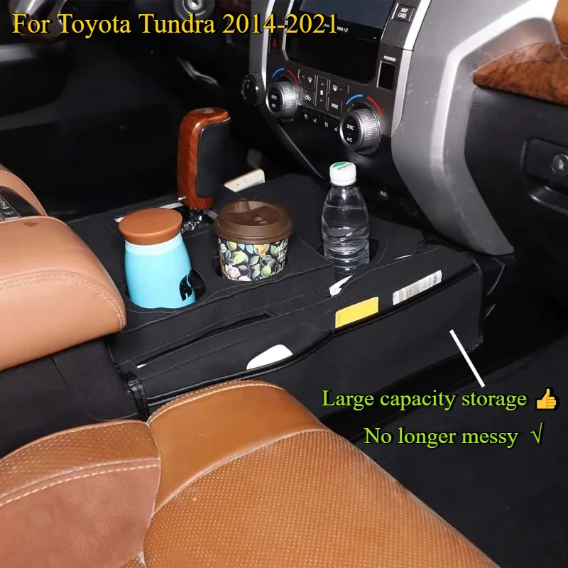 For Toyota Tundra 2014-2021Car Interior Accessories High-solid Sheepskin Leather Black Car Center Console Protective Cover Trim