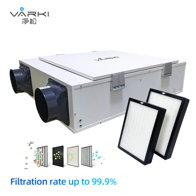 Smart 250m³/h Ceiling-mounted Heat/Energy Recovery Ventilator Home Air Recuperator ERV HRV HVAC System with HEPA Filter