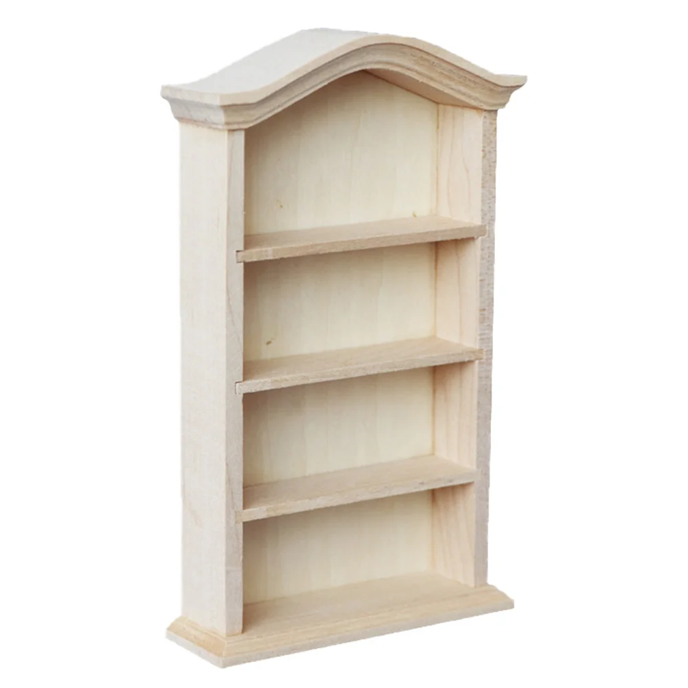 

Storage Rack Dollhouse Bookcase Child Children's Decor for Shelves Miniature Cabinets Wooden Home Model DIY Accessories