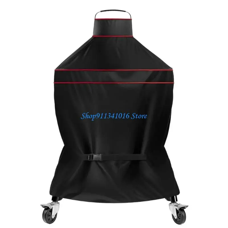 Reinforced Oxford Fabric BBQ Cover Red Accent Weather Proof Coating Protector