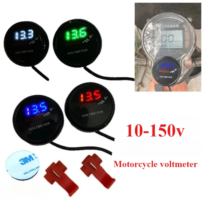 

Voltmeter Round Ultra-thin Motorcycle Electric Vehicler Modification 10-150V LCD Display Electronic Meters Moto Instrument Panel