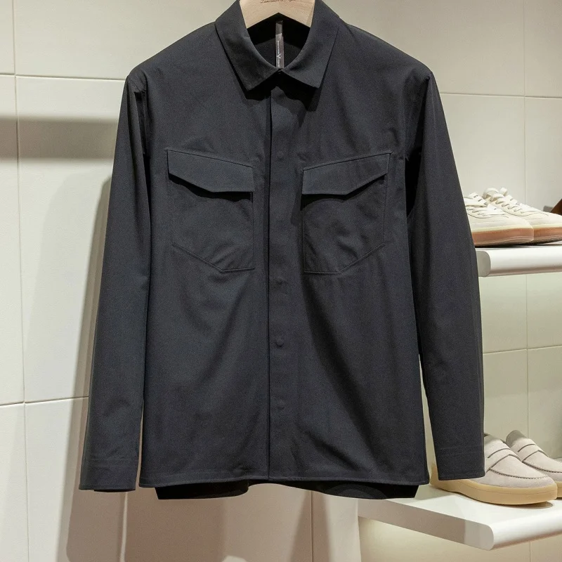 Outdoor Commuting Spring and Autumn Men's High Quality Built in Full Pressure Adhesive Craft Long Sleeve Shirt Coat