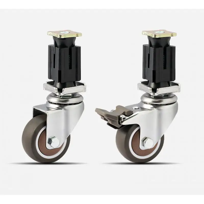 4 Pack 2 Inch Square Tube Casters Heavy Duty Swivel Wheels 25mm/30mm Expansion Quiet Rubber for Furniture Carts