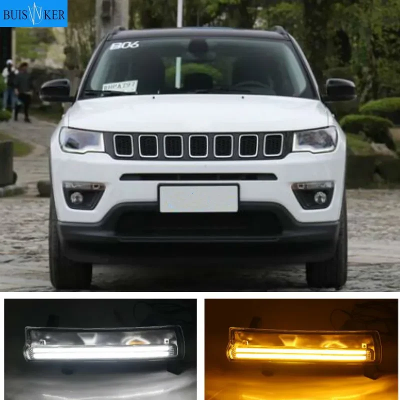 

1 Set Car LED DRL Daytime running light With yellow turn Signal Light For Jeep Compass 2017 2018 2019