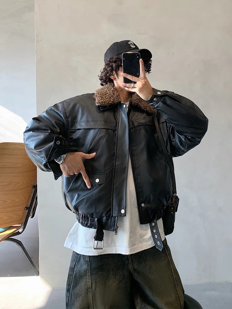 

Мужская утепленная хлопковая куртка XHZD в американском ретро-стиле с отстегивающимся меховым воротником, модная городская одежда