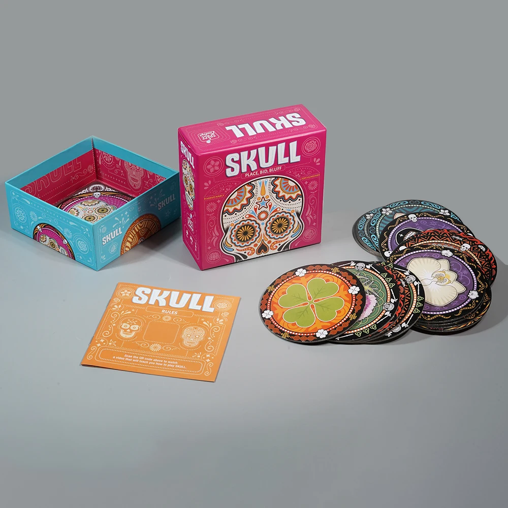 Skull Party Game Bluffing and Strategy Board Game 3-6 Players Board Game