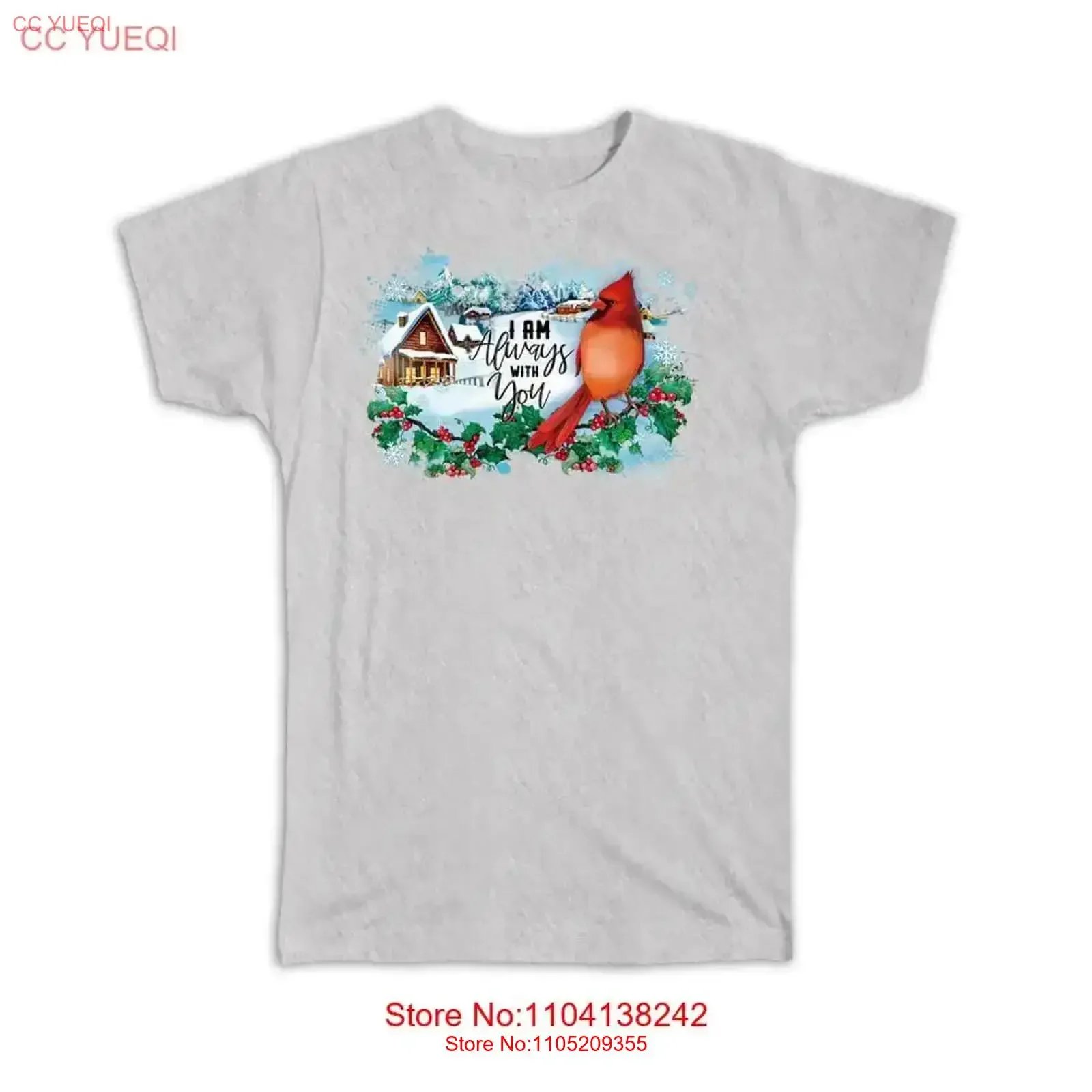 تي شيرت كاردينال سنو وشتاء التوت الطيور الأخدود المفقودة أحب عيد الميلاد خمر غسلها موضة أنيقة امتدت عادية