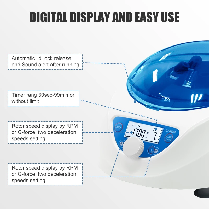 Westtune آلة الطرد المركزي مختبر الرقمية منخفضة السرعة الطرد المركزي 300-5000 دورة في الدقيقة لأنبوب الطرد المركزي 6*15/10/7/1.5-5 مللي DM0506