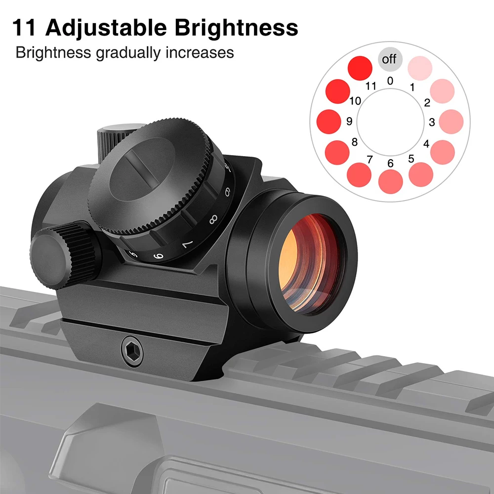 1x20 Red Dot Sight Tactical Rifle Scope 4 MOA Red Dot Sight Reflex Sight Optical Sight with 1 inch Riser Mount Airsoft Hunting