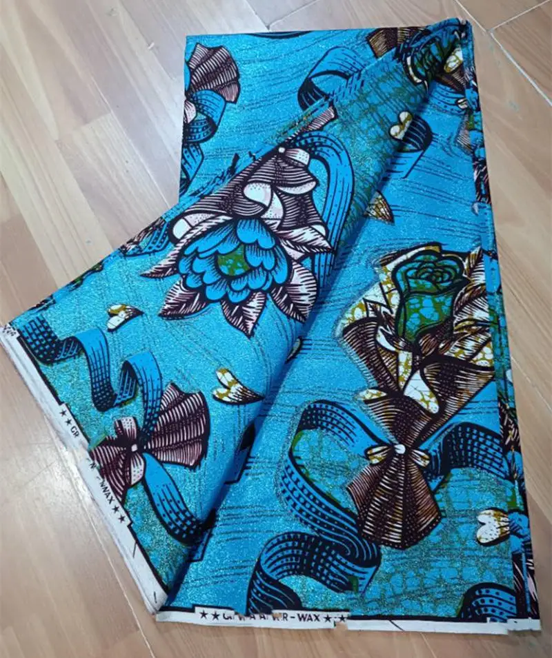 Hot Sale African Wax Fabric Cotton Material Nigerian Ankara Block Prints Batik High Quality Sewing Cloth 6yards