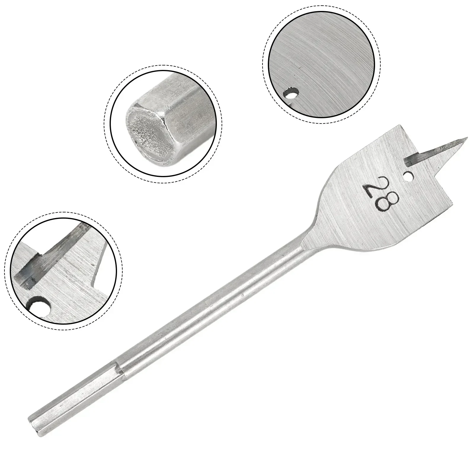 Punta da trapano per utensili elettrici Punte piatte progettate speciali 20mm-38mm Legno piatto HRC50-HRC58 Acciaio ad alto tenore di carbonio 150mm 20-38mm