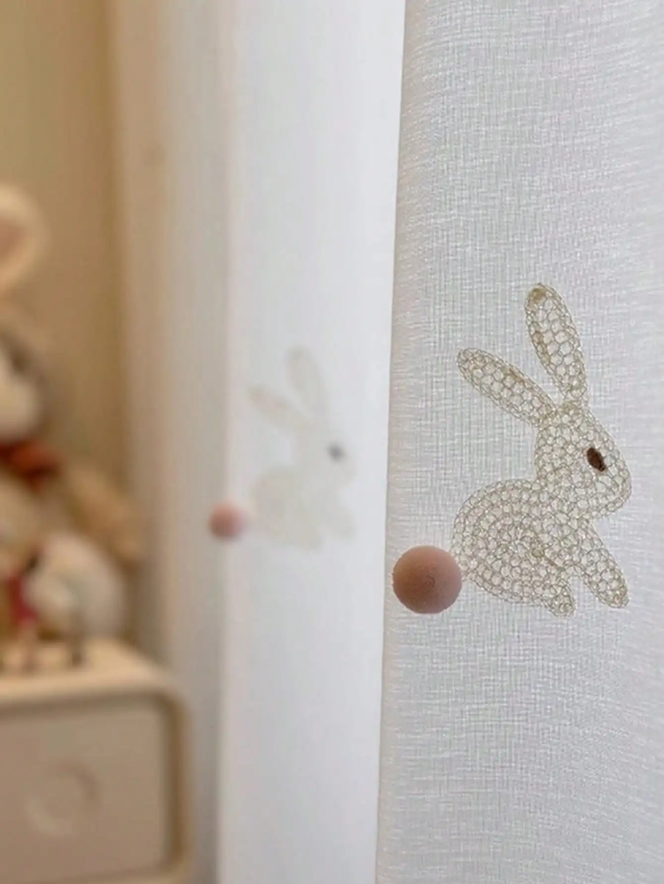 1Pc Children's Room Cute Rabbit Relief Hairball Tail Daughter Princess Room Curtains and Window Screens