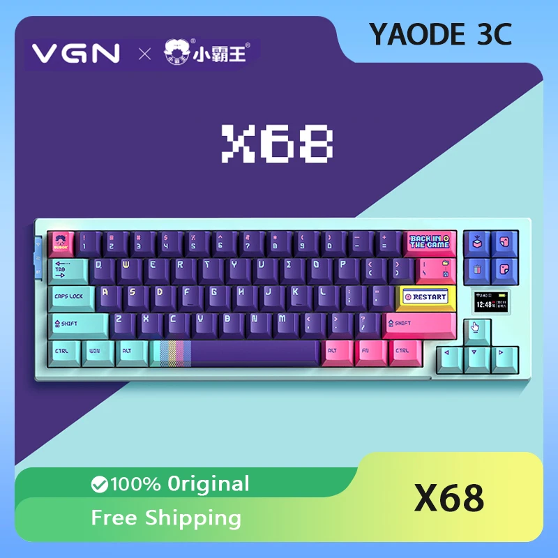 

VGN X68 Mechanical Keyboard Wireless Bluetooth Three-mode RGB Customized Hot-swappable Gaming Keyboard PC Accessories