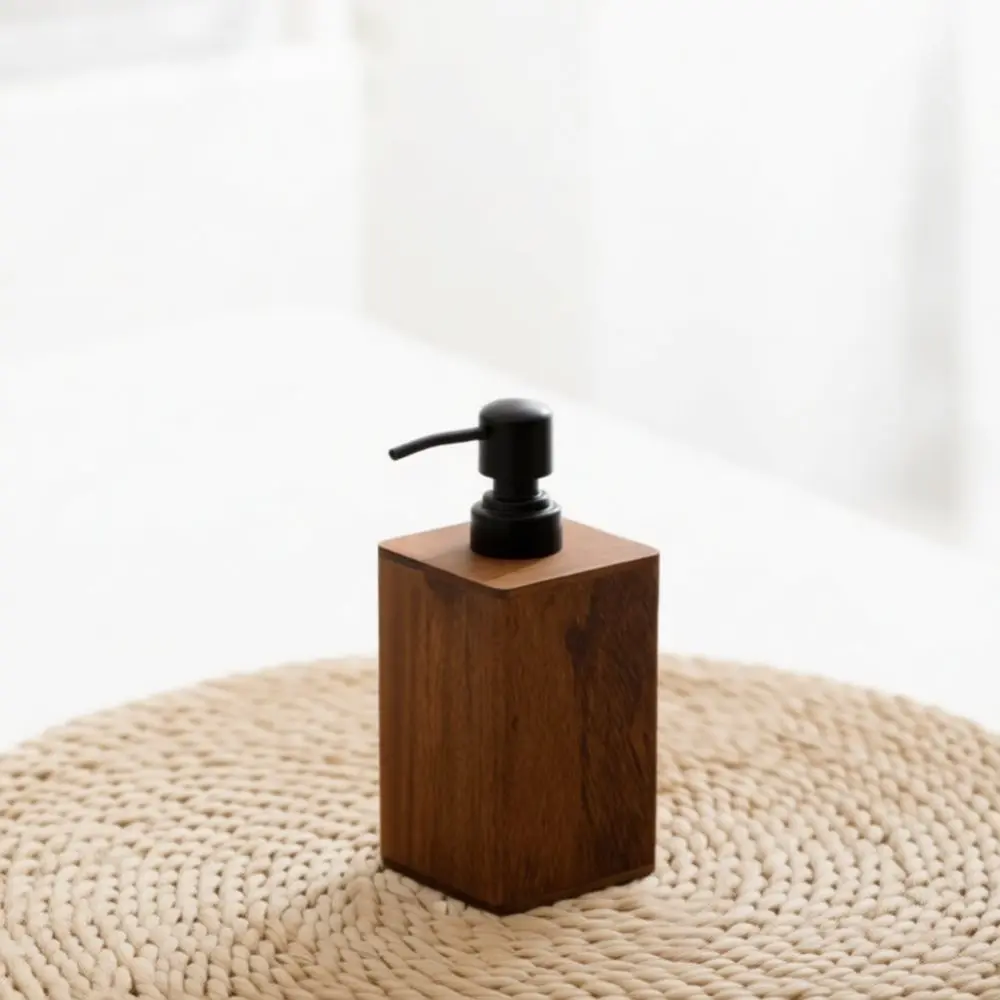 Luxury Walnut Wood Style Soap Dispenser Press Bottle Bathroom Decor Refillable Liquid Shampoo Shower Gel Storage