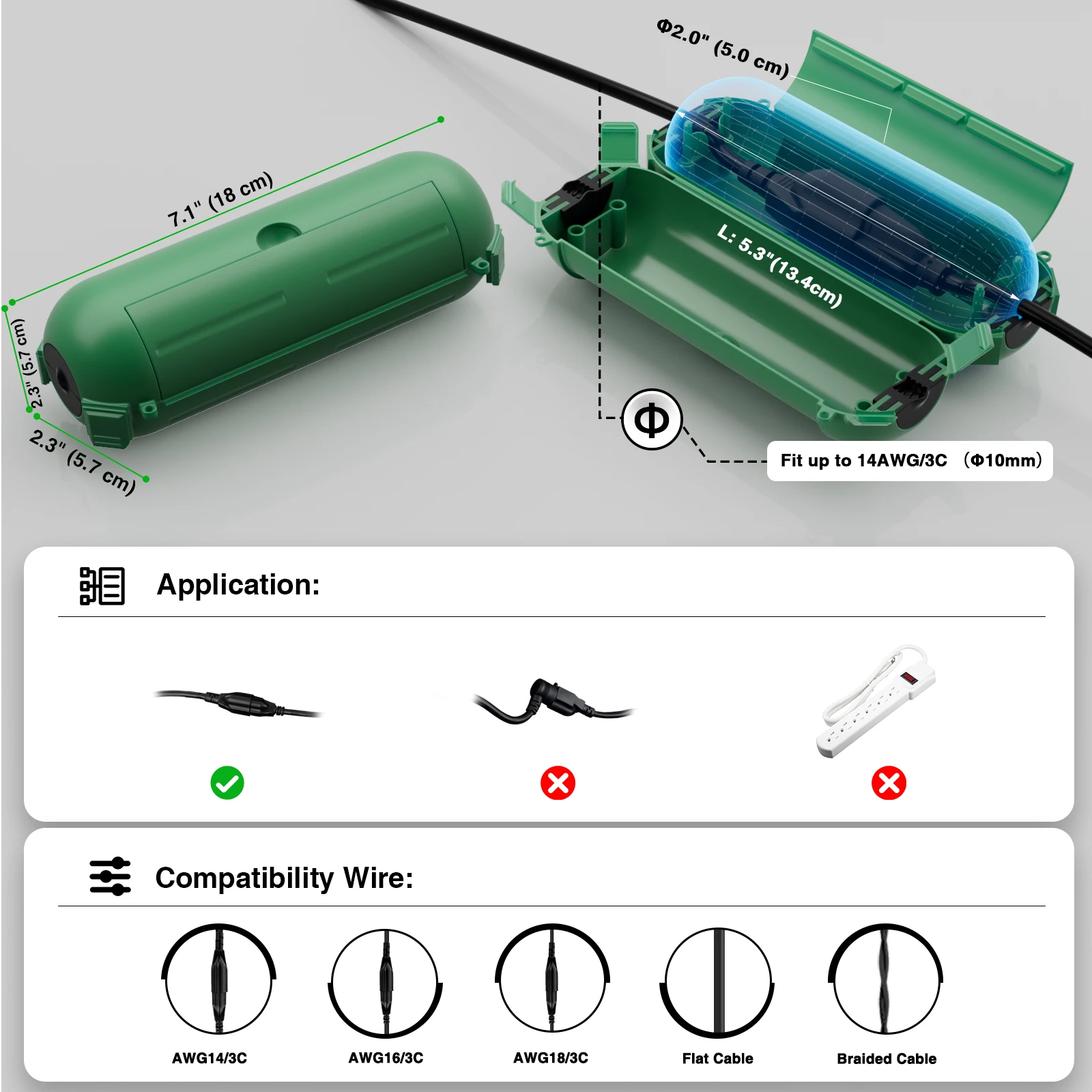 Cajas impermeables para exteriores, para enchufes de corriente, tomas de corriente, luces de cadena, paquete de 4 cajas de tomacorriente para el hogar, IP44, a prueba de lluvia y a prueba de intemperie