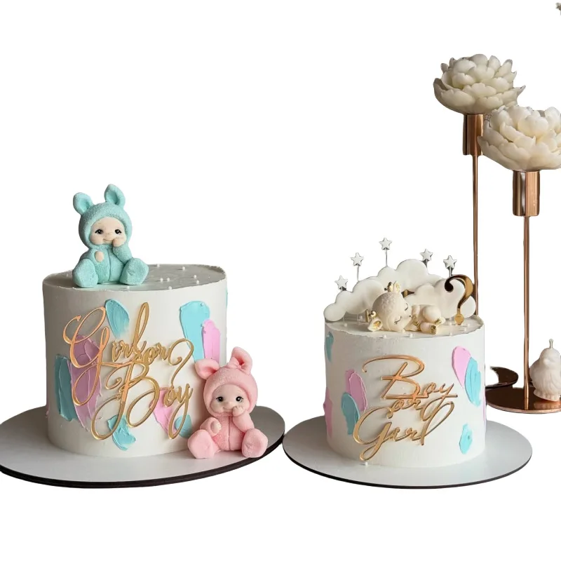 Acryl-Seitendekoration für Torten zur Babyparty Junge oder Mädchen Oh Baby Geschlechtsoffenbarung Party-Zubehör Geburtstagsfeier Tortendekoration – Detail 6