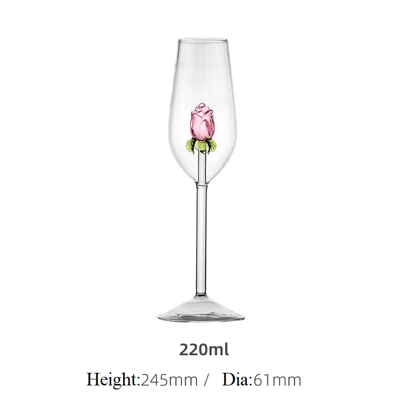 Build-in copos de vinho branco vermelho, 3D vidro rosa, Rose Cup, cálices Stemware, flauta de champanhe Household, lindo presente, criativo, 1 peça