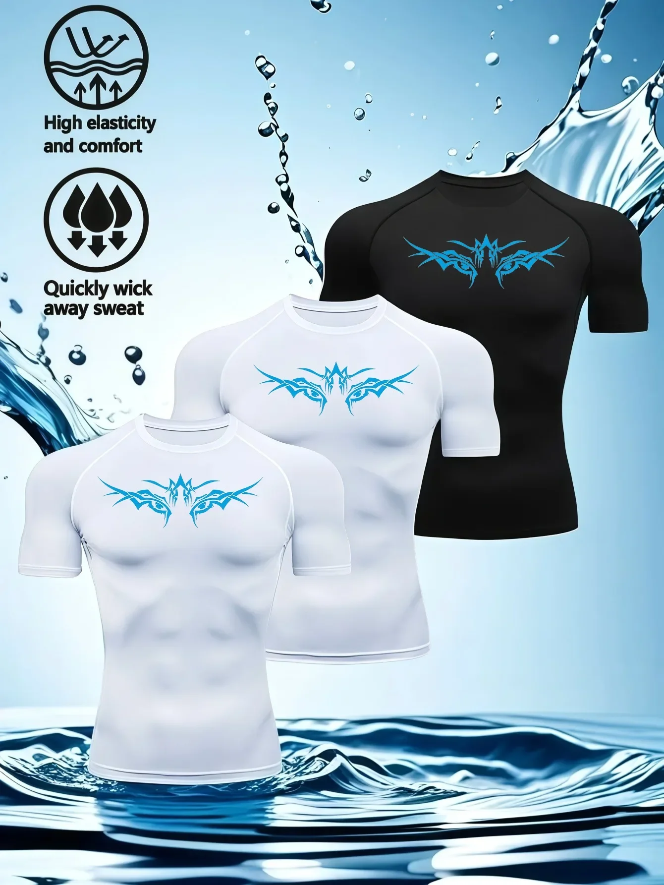 Triplet Men's Compression Printed T Shirt Summer Sportswear Running T-shirt Elastic Quick Dry Sport Gym Fitness TShirts Men