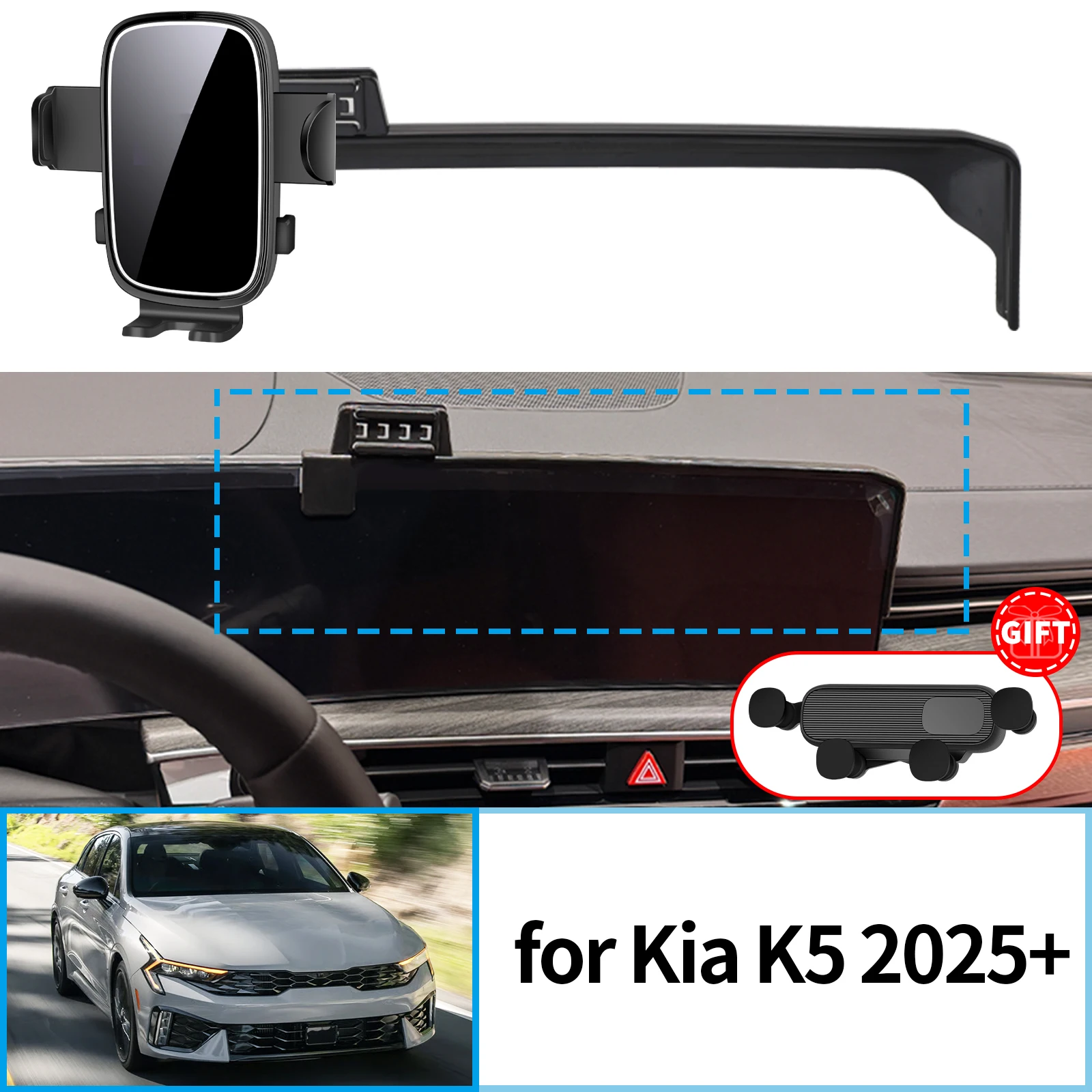

for Kia K5 2025 2026 2027 Phone Holder Stable Clip-On Phone Holder​​ Mount Screen Base No Vibration​ Car accessoires