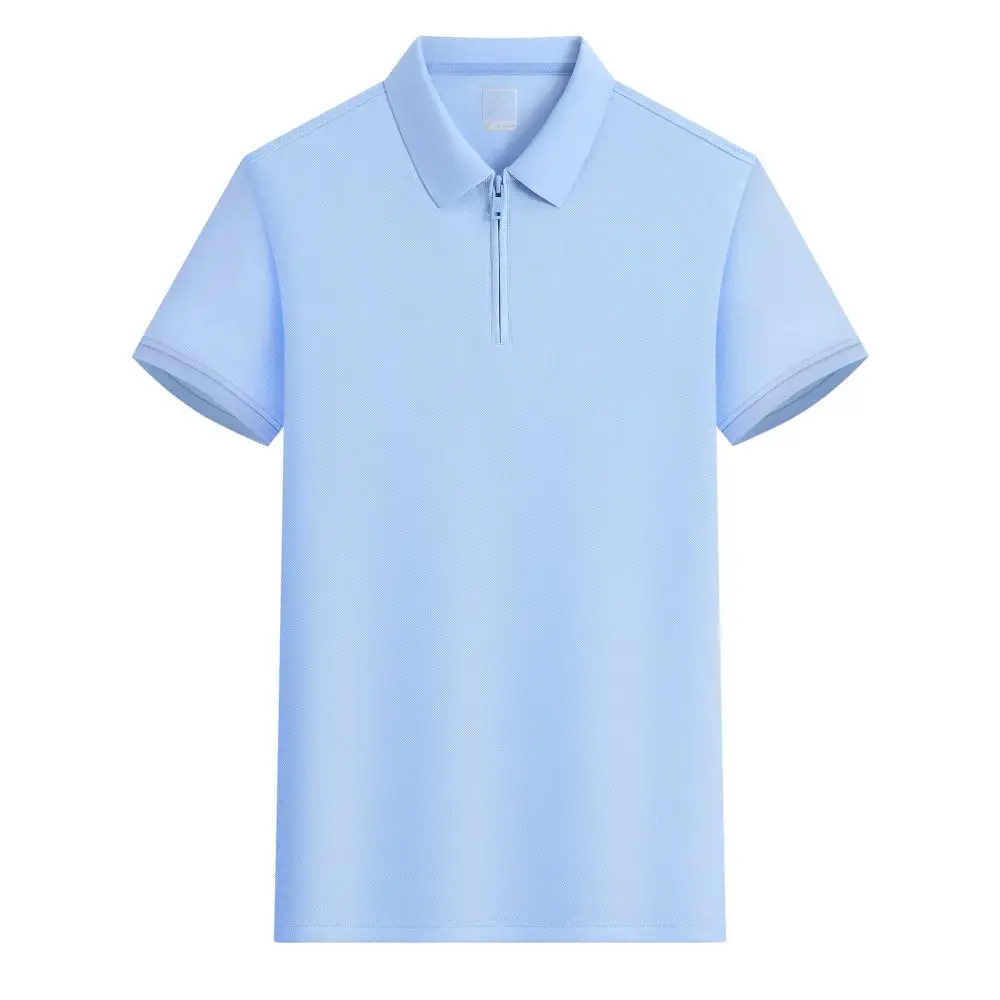 High Quality Golf Shirt Sports Casual Cotton Polo Shirt Unisex Sunscreen Breathable Zipper Lapel Short-sleeved T-shirt Summer