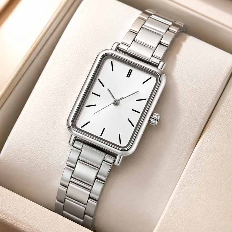 

Minimalist Silver Rectangle Women Watch Fashion Thin Quartz Ladies Bracelet Watch Elegant Business Female Clock Gift Reloj Mujer