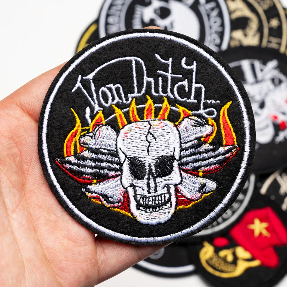 Iron-on Embroidered Badges Manufacturer Custom Raised 3D Logo Merrow Border Embroidered Patches for Clothing