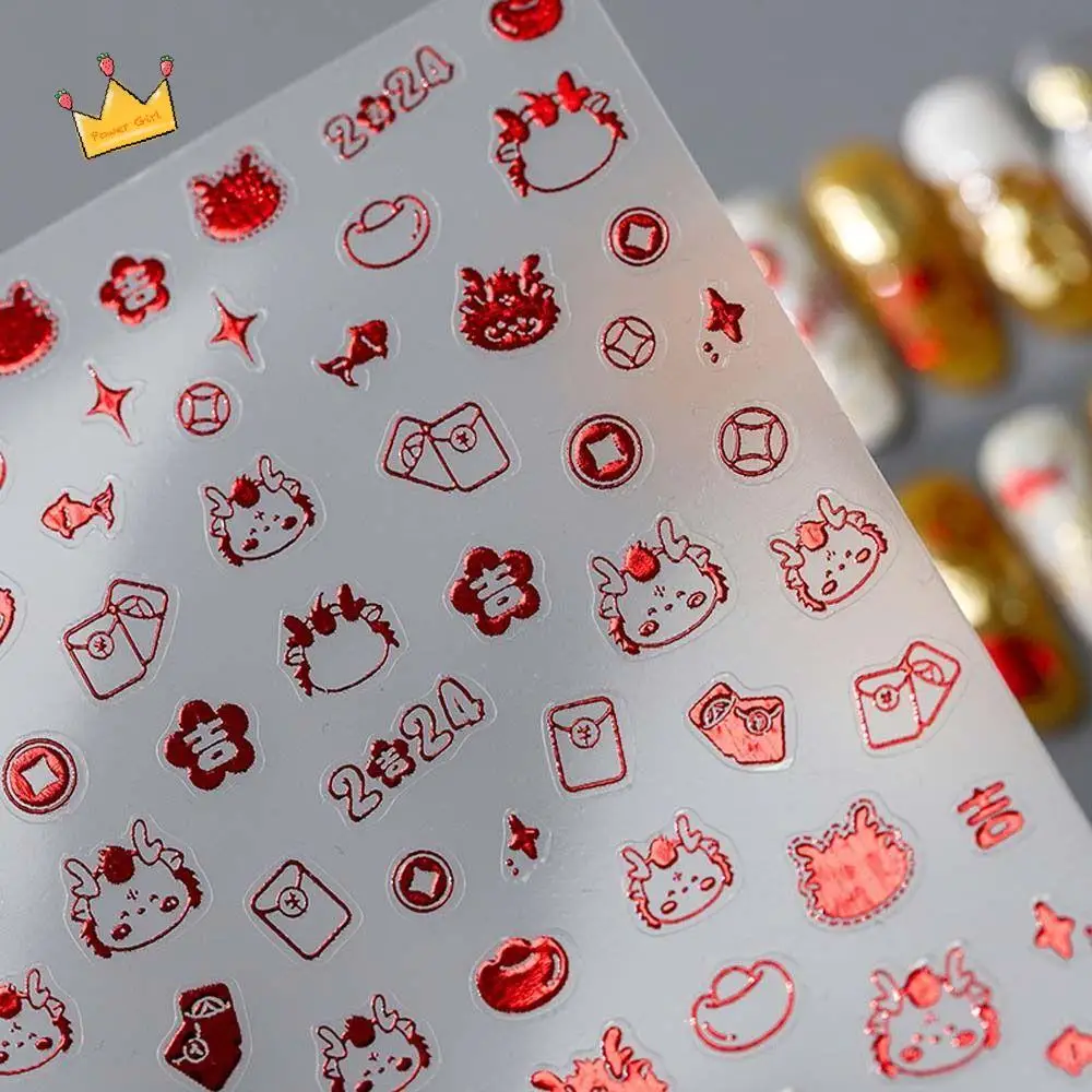 

Nail Accessories Dragon Nail Stickers Manicure Ornaments Red Envelope Pattern Chinese Dragon Nail Decals Bronzing Dragon